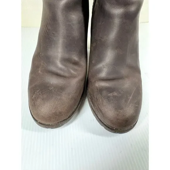 CLARKS Chocolate Brown Leather Heeled Ankle Boots Size 8 - Picture 7 of 11